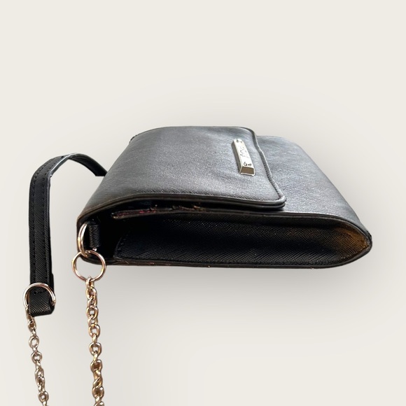 Betsey Johnson Crossbody Bag On Chain Black Clutch Pcckets Card Holders Logo - Picture 7 of 12